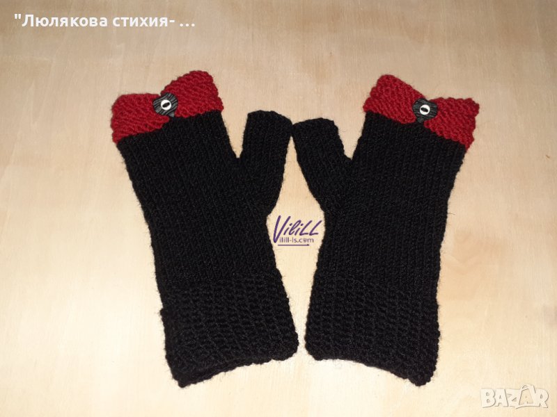 Дамски ръкавици в червено и черно вариант 2, снимка 1
