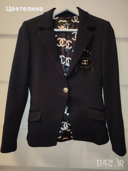 Вталено дамско тъмносиньо сако размер XS цена 65 лв. + подарък перлени обички, снимка 1