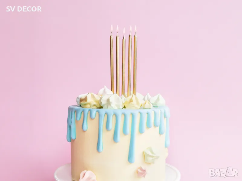 Стилни златни Свещи за Рожден Ден (12 бр./оп), снимка 1