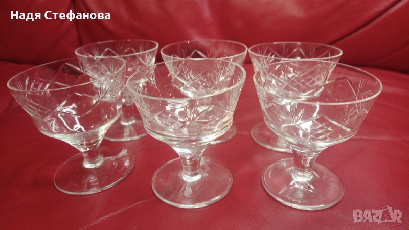 Кристални чашки за концентрат, гравюра, столче, 50 мл, 6 бр комплект, снимка 1