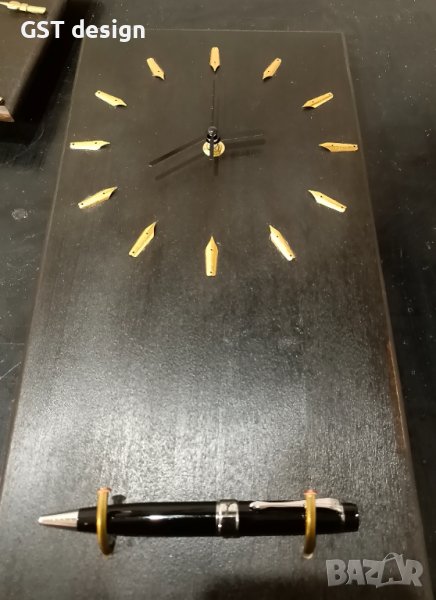 Часовник Стенен Топ Дизайнерски Ръчна изработка Уникат Дърво и златни Veri писци, снимка 1