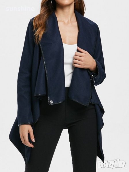 Есенно асиметрично палто в син цвят, снимка 1