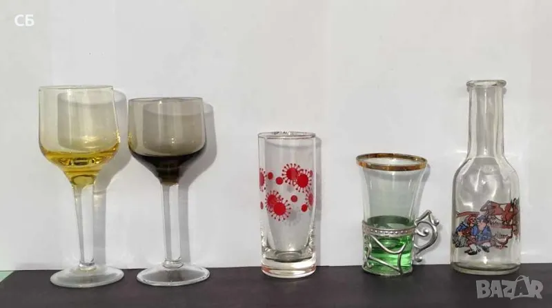 Стари комплекти руски и български чаши за аперитив, снимка 1