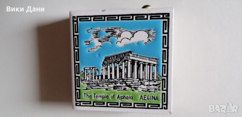 кибрит подложка порцелан ретро Temple of Aphaea Гърция остров Aigina, снимка 1