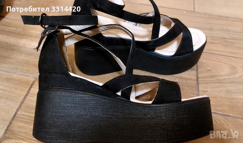 черни сандали на платформа , снимка 1
