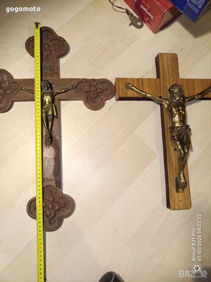 Стар кръст разпятие Христово,голям,тежък кръст от божи гроб,донесен преди 50,Исус Христос, снимка 1