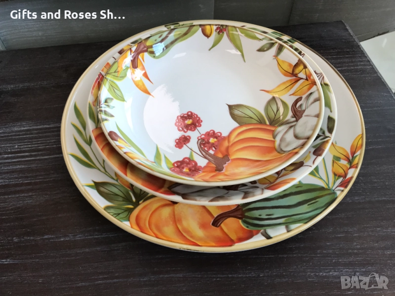 Прекрасна серия с есенни тикви от фина керамика, снимка 1