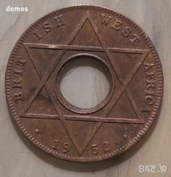 Британска Западна Африка - 1/10 пени, 1952 г. - 314m, рядка, снимка 1