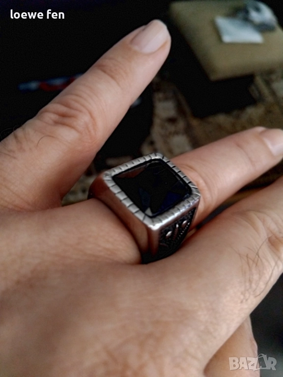 Сериозен мъжки правоъгълен пръстен неръждаема стомана!, снимка 1