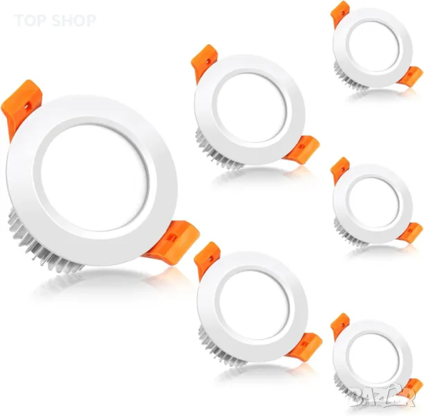 LEDLightsWorld 5 см LED вградено осветление, димируема таванна лампа, 3W, 3000K, CRI80, 6 броя, снимка 1