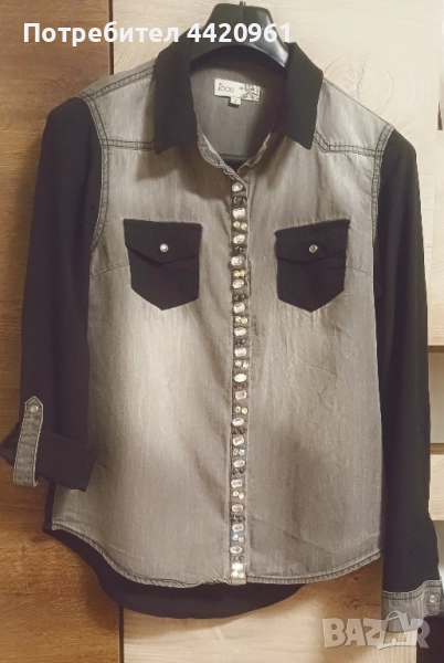 Страхотна дънкова риза с ръкави от шифон , снимка 1