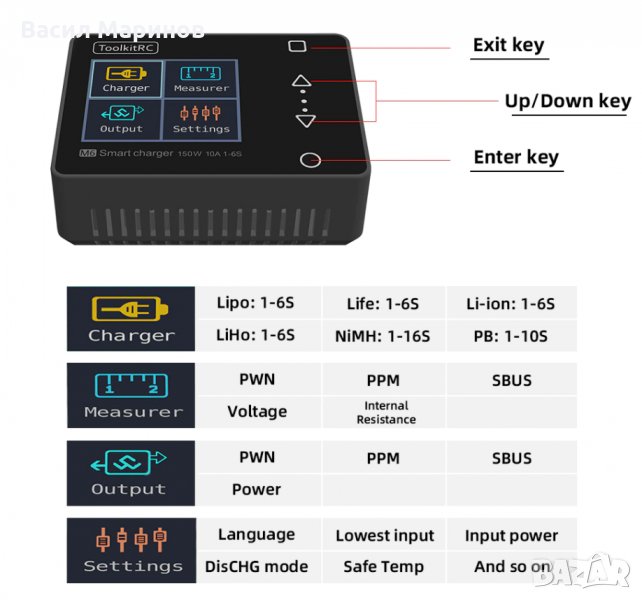 Продавам мултифункционално зарядно ToolkitRC M6 150W 10A , снимка 1