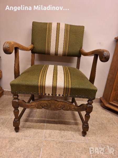 винтидж стол с дърворезба , снимка 1