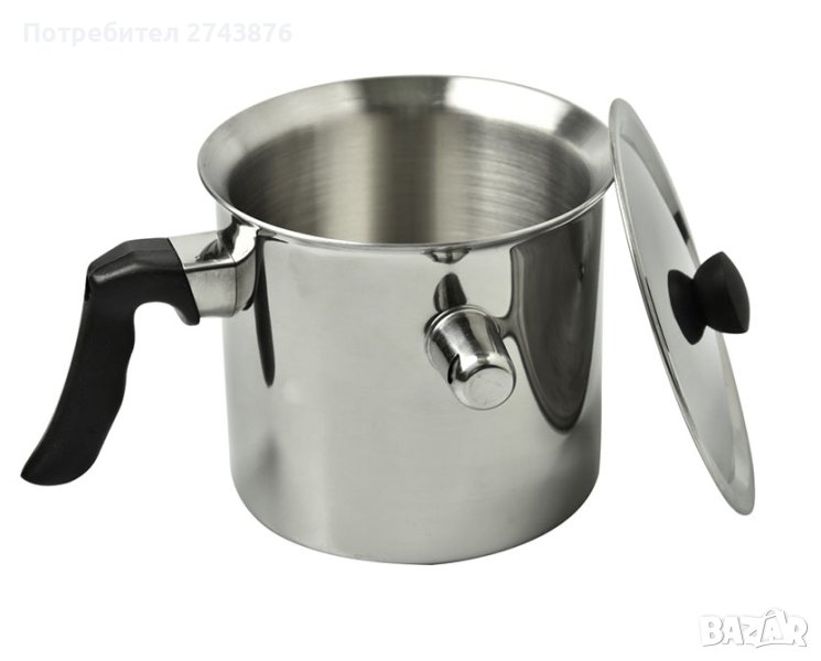  МЛЕКОВАРКА -2Л.,ИНДУКЦИЯ,НЕРЪЖДАЕМА СТОМАНА,ДВОЙНА СТЕНА,СВИРЕЩА,ИНОКС, снимка 1