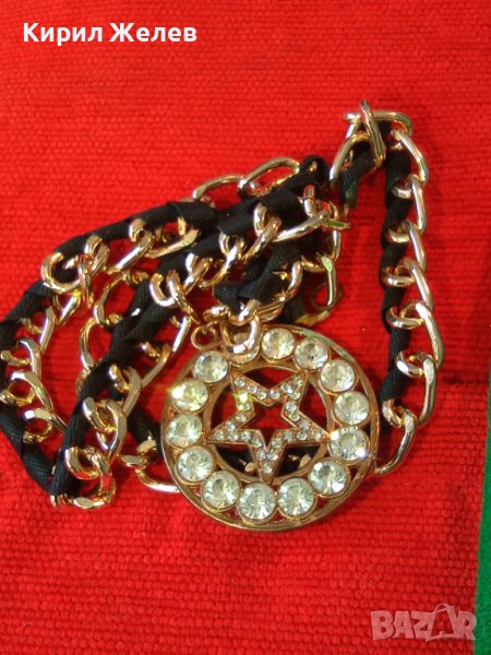 ЗЛАТИСТА КРИСТАЛНА ФЕШЪН АРТ ОГЪРЛИЦА МЕДАЛЬОН ЗВЕЗДА МНОГО КРАСИВ 27027, снимка 1