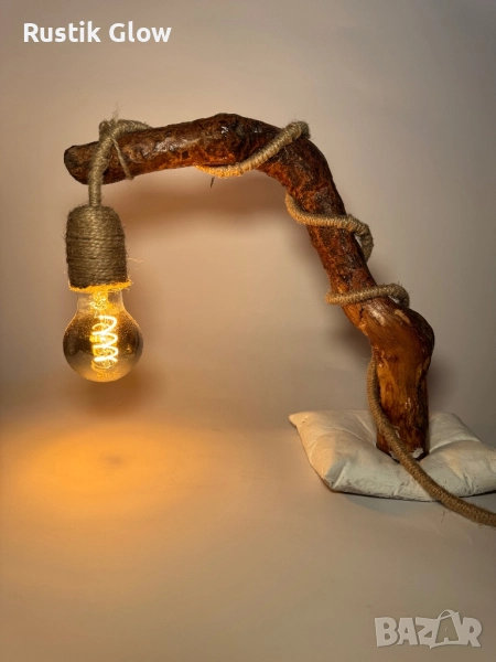 Ръчно изработена настолна рустик лампа, снимка 1