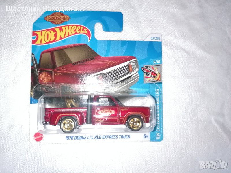💕🧸 1978 DODGE LIL RED EXPRESS TRUCK HW CELEBRATION RACERS, снимка 1