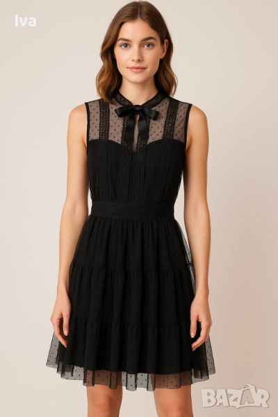 Готическа рокля Wednesday Уенсдей с твърди подплънки Alessa, снимка 1