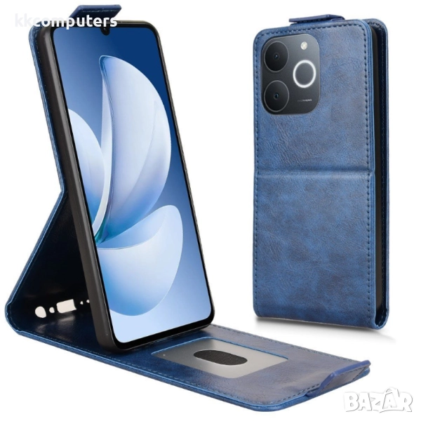 Realme Note 70T / Realme C71- Кожен калъф с магнитен клип, Стенд и Холдер за Карти + Протектор | Цвя, снимка 1