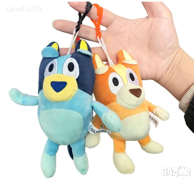 Комплект 2 Броя плюшена играчка Блуи и Бинго ключодържател Bluey Bingo Размер: 15см, снимка 1