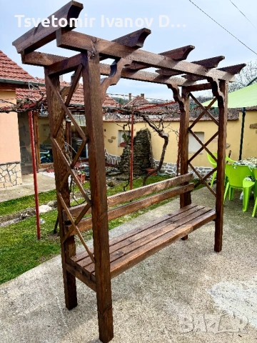 Пергула / Арка с пейка, снимка 3 - Градински мебели, декорация  - 53776181