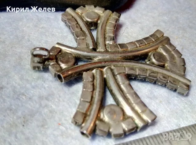 СРЕБРИСТ ВИНТИДЖ АРТ КРЪСТОВИДЕН ПЕНДАНТ с ФАСЕТИРАНИ КРИСТАЛИ 48829, снимка 5 - Колиета, медальони, синджири - 48842251