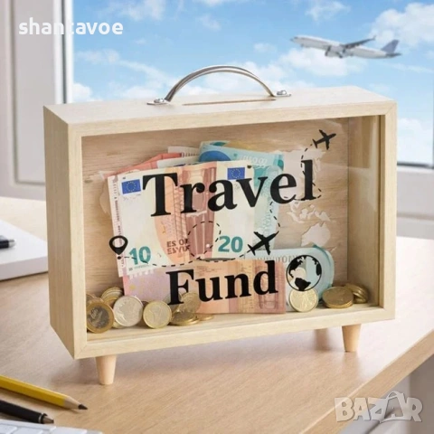 Дървена кутия - касичка за пътувания