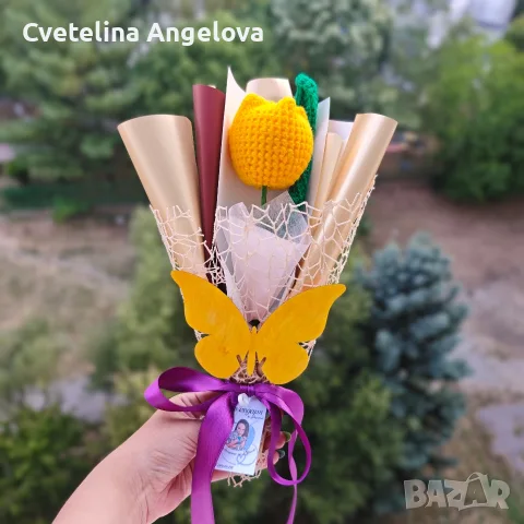 Вечни букети от плетени лалета , снимка 11 - Изкуствени цветя - 55871513