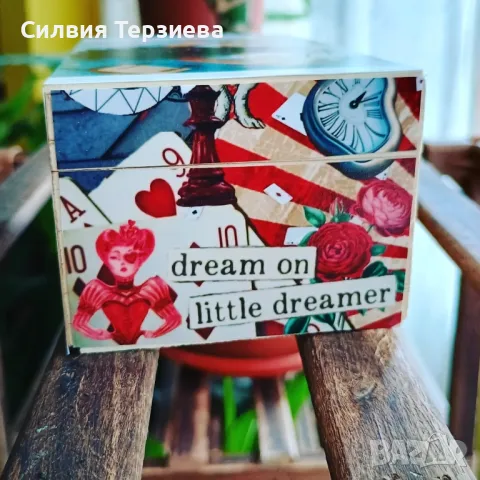 Ръчно изработена дървена кутия с вътрешна декорация , снимка 3 - Декорация за дома - 50347150