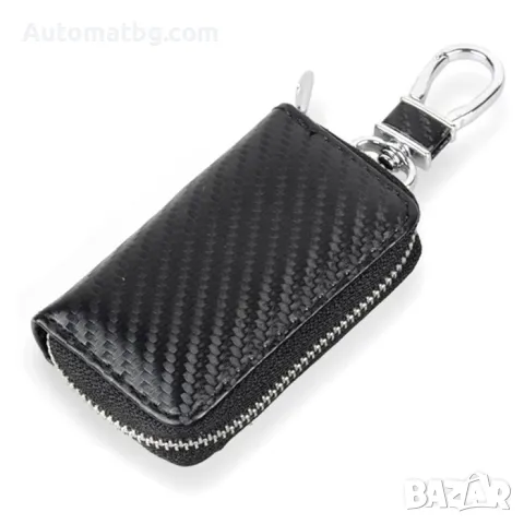 Чантичка за ключове Automat, Еко кожа, 10 х 5.5см, Черен
