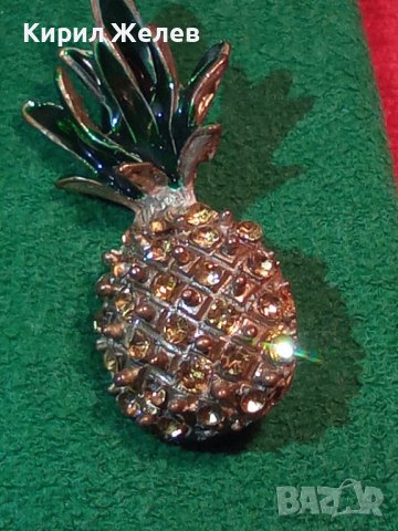КРАСИВА ПОЗЛАТЕНА АРТ БРОШКА - АНАНАС с КРИСТАЛИ 18945, снимка 4 - Други - 31230581