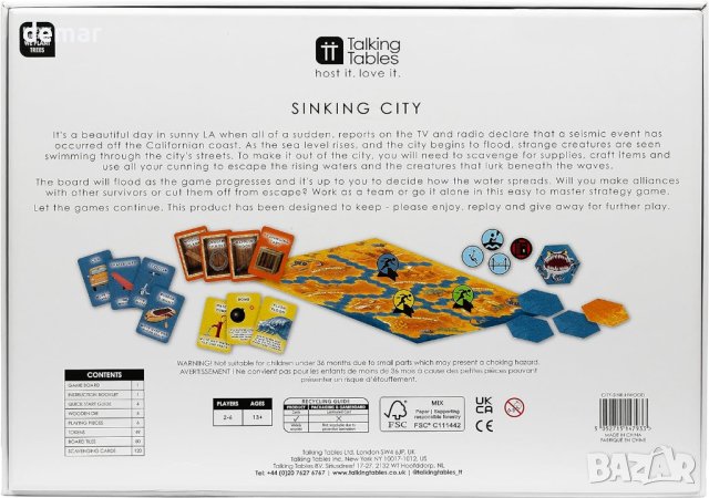 Talking Tables: Sinking City Нова настолна игра Забавно и бързо стратегическо приключение 13+, снимка 2 - Други игри - 42510439