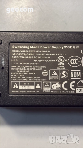 Ubiquiti Networks GP-A240-050 PoE адаптер 24V/12W, снимка 5 - Кабели и адаптери - 52531644