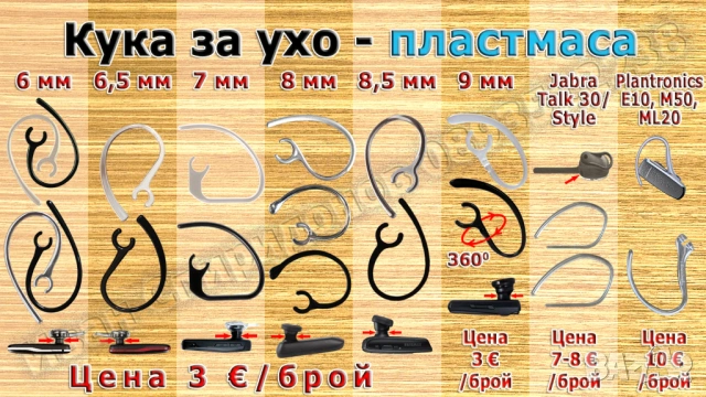 Аксесоари за блутут/bluetooth слушалка, слушалки - кука за ухо и силиконов накрайник, снимка 2 - Слушалки, hands-free - 17078076