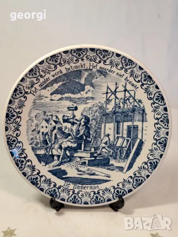 холандска декоративна порцеланова чиния Delft  7/5