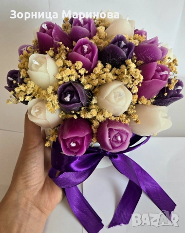 Ароматни букети от свещи, ръчна изработка , снимка 5 - Декорация за дома - 51321982