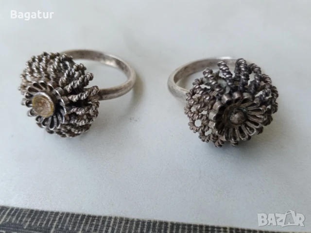 Възрожденски пръстени,лот,филигран,сачан,сребро,накит