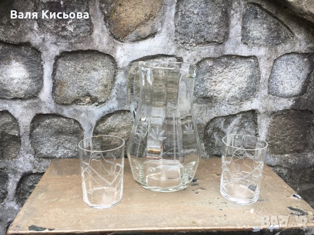 Ретро, стъклени чаши, бутилки за ракия,, снимка 2 - Чаши - 40710140