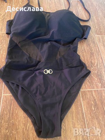 Черен бански костюм с прозрачна част, снимка 2 - Бански костюми - 41492661
