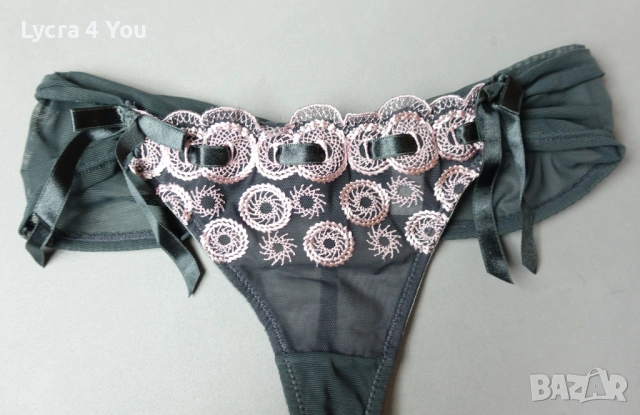 XS/S сиви луксозни прашки с розова бродерия, снимка 2 - Бельо - 53688119