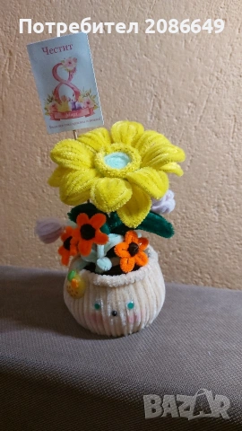 кашпа с букет, снимка 2 - Изкуствени цветя - 53218790