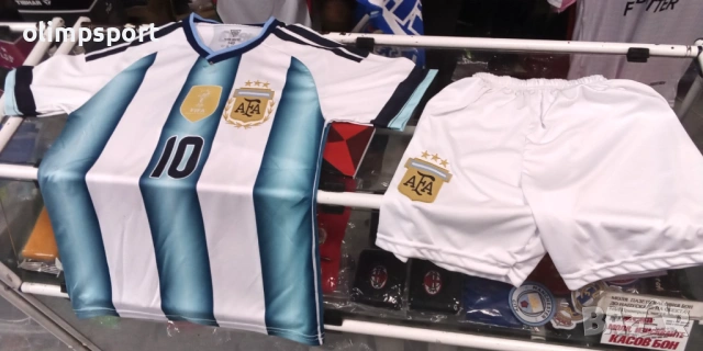 спортен екип Аржентина Меси нов тениска и шорти спортно трико за дете с ръст 140см