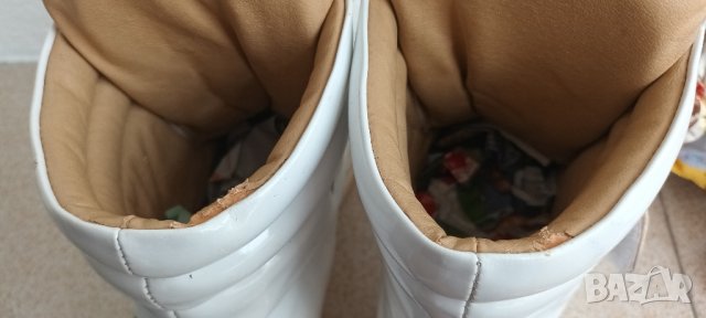 Бели лачени високи обувки с връзки на платформа., снимка 9 - Дамски ежедневни обувки - 41898871