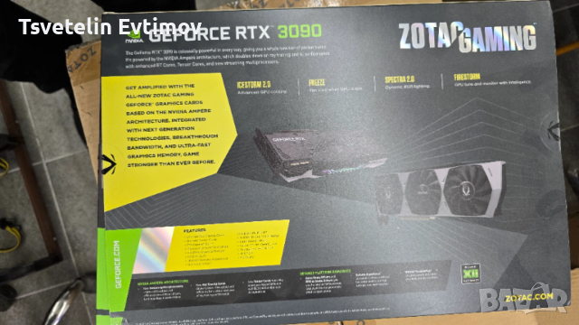 Видео карта ZOTAC RTX 3090 Trinity 24GB, снимка 3 - Видеокарти - 53204824