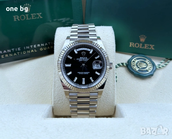 Rolex Day Date President White Gold Black , снимка 2 - Мъжки - 53789379