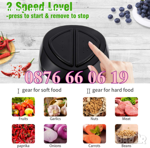 Професионален кухненски чопър 2 литра с 2 скорости 1200W, снимка 3 - Чопъри и пасатори - 44667209