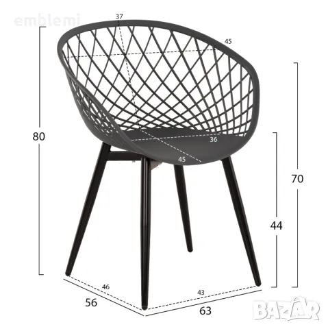 Стол трапезен ARMCHAIR ARIADNE HM8001 бял с кафеви крачета, снимка 5 - Столове - 47537318