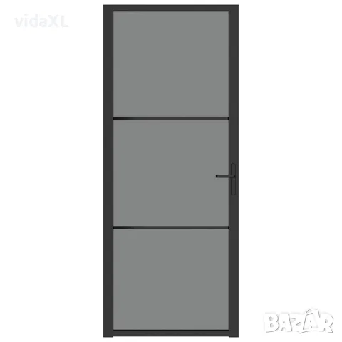 vidaXL Интериорна врата 83x201,5 см черна ESG стъкло и алуминий, снимка 3 - Входни врати - 56147181