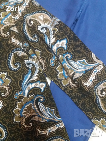 СТРАХОТНА риза/блуза в синьо-кафяв пейсли принт, снимка 8 - Ризи - 44649359