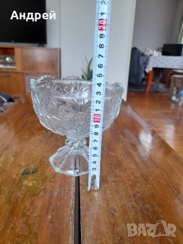 Стара стъклена купа #7, снимка 2 - Антикварни и старинни предмети - 44558943
